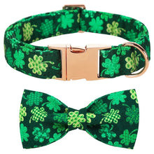 Load image into Gallery viewer, Saint Patrick's Day Pet Collar & Leash Set - Green Shamrock Dog