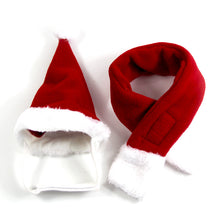 Load image into Gallery viewer, Cat Santa Hat & Scarf Set β Fleece Christmas Costume for Small Dogs & Cats
