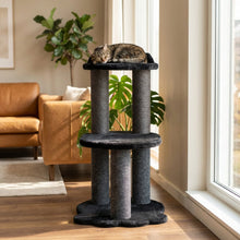 Load image into Gallery viewer, Relaxation - 2-Level Cat Tree - Black Faux Fur