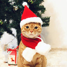Load image into Gallery viewer, Cat Santa Hat & Scarf Set β Fleece Christmas Costume for Small Dogs & Cats