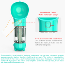 Load image into Gallery viewer, PetPak™ Dog Water Bottle (5-in-1 Cup + Water + Food/Treats + Built-in Poop Bags + Shovel ) - Amani Reign Pet Shop