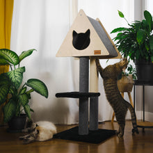 Load image into Gallery viewer, Teepee Hideout - Deluxe 2-Level Cat Tree