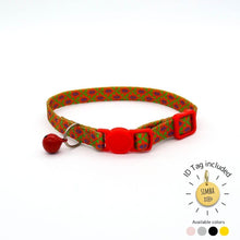 Load image into Gallery viewer, Orange and green tribal breakaway cat collar