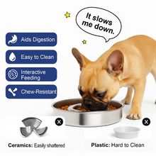 Load image into Gallery viewer, Bowlini™ Stainless Steel Slow Feeder Dog Bowl - Anti-Gulp Non-Slip Design for Healthier Digestion Small & Medium Dogs