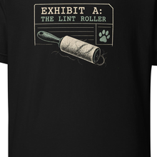 Load image into Gallery viewer, Close-up of the Black T-shirt fabric and printed design