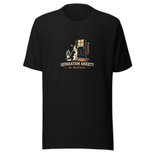 Load image into Gallery viewer, Separation Anxiety Is Mutual dog lover T-shirt in Black, front view with cream and orange artwork