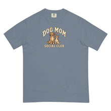 Load image into Gallery viewer, Dog Mom Social Club T-Shirt in Blue Jean, front graphic view