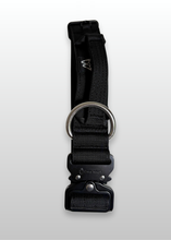 Load image into Gallery viewer, Black 1.5 inch tactical dog collar with quick-release buckle
