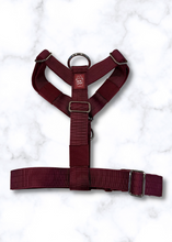 Load image into Gallery viewer, Cherry Wine Y-strap dog harness showing front D-ring
