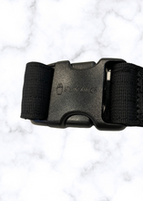 Load image into Gallery viewer, Black Y-strap dog harness adjustment points
