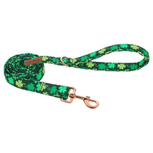 Load image into Gallery viewer, Saint Patrick's Day Pet Collar &amp; Leash Set - Green Shamrock Dog
