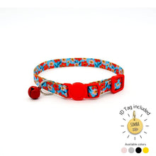 Load image into Gallery viewer, Breakaway cat collar with floral design and engraved ID tag
