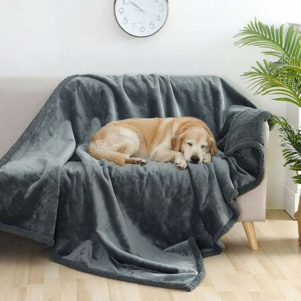 Sherpalini™ Waterproof Pet Blanket - Soft Fleece & Sherpa, Machine Washable Furniture Protector