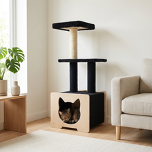 Load image into Gallery viewer, Hut Hideout - Deluxe 3-Level Cat Tree

