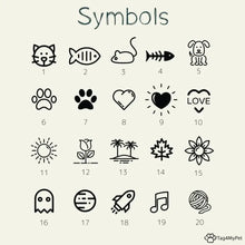Load image into Gallery viewer, Engraving symbol options for the cat ID tag
