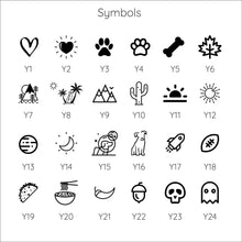 Load image into Gallery viewer, Engraving symbol options for the included dog ID tag
