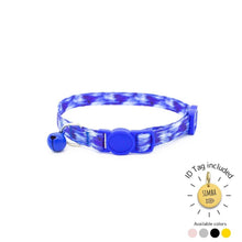 Load image into Gallery viewer, Breakaway cat collar with tie-dye design and engraved ID tag
