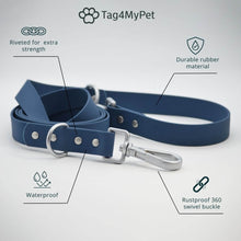 Load image into Gallery viewer, Waterproof dog leash details: rustproof swivel buckles and D-ring
