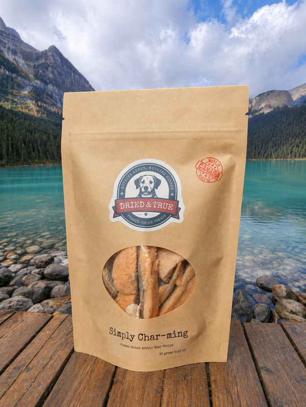 Bag of Simply Char-ming freeze-dried Arctic char treats for dogs and cats, 80g