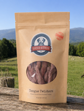 Load image into Gallery viewer, Bag of Tongue Twisters freeze-dried beef tongue treats for dogs and cats, 65g
